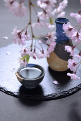 Obraz na płótnie Canvas 日本酒と桜