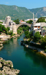 Fototapeta na wymiar city of Mostar and Neretva River