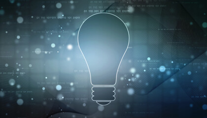 
2d illustration bulb future technology, innovation background, creative idea concept 