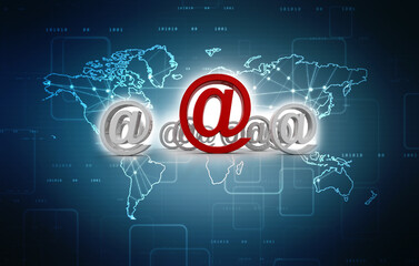 3d illustration Network community concept .e mail sign