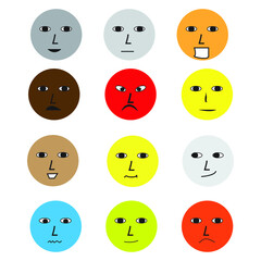 set of faces emoticon abstract comic exspression vector