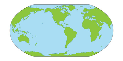 World map silhouette in Robinson projection - obrazy, fototapety, plakaty
