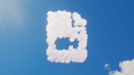 3d rendering of white clouds in shape of symbol of file video on blue sky with sun