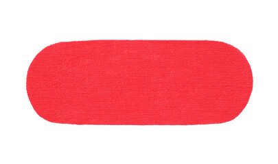 Red kinesio tape piece on white background, top view