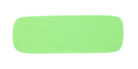 Green kinesio tape piece on white background, top view
