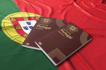 Portuguese passport on the flag of Portugal, citizenship by investment

