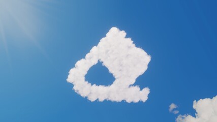 3d rendering of white clouds in shape of symbol of eraser on blue sky with sun