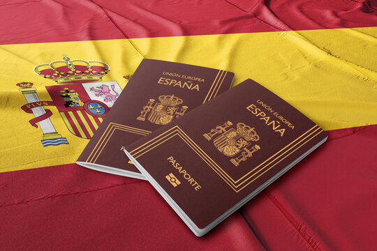 Spanish passport on the flag of a Spanish country, citizenship by investment