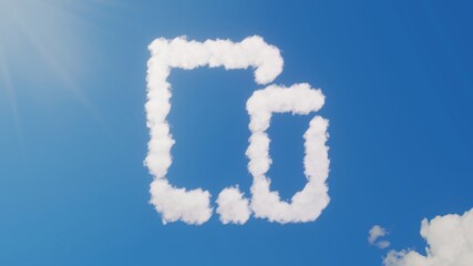 3d rendering of white clouds in shape of symbol of devices on blue sky with sun