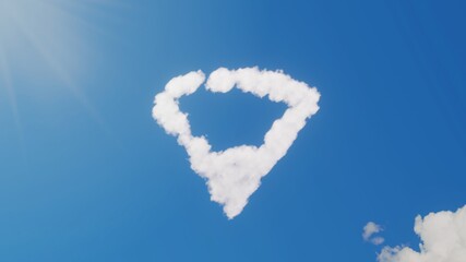 3d rendering of white clouds in shape of symbol of connection on blue sky with sun