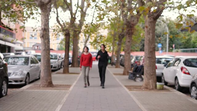 quarrel on the street - young couple argues heatedly and she slaps him