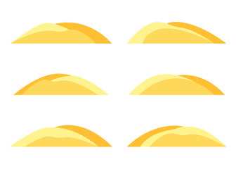 Dunes logos. Desert symbols, dunes. Simple icons with sandhills. Minimalism.Isolated.Vector illustration.