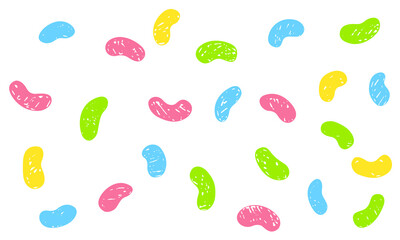 Jelly beans drawing, simple vector cartoon