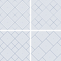 Set of seamless geometric checked blue patterns.