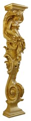 Obraz premium Golden caryatid isolated on white background. Design element with clipping path