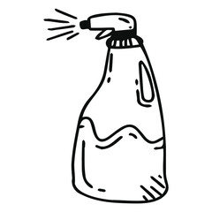 Vector illustration with a pultilizer for spraying plants and washing windows. Doodle style bryhg bottle.