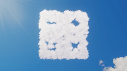 3d rendering of white clouds in shape of symbol of count operations calculator on blue sky with sun