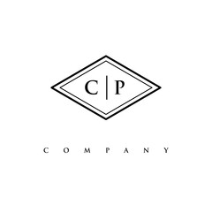 initial CP logo design vector