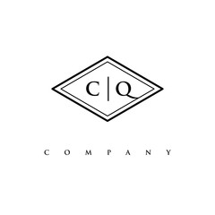 initial CQ logo design vector