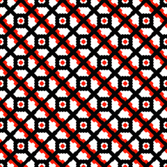 Diagonal vector ornament. Seamless shapes black and red colors. Vector.