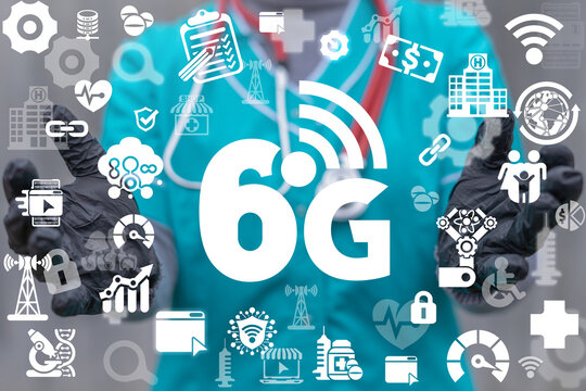 Medical concept of 6G communication technology.