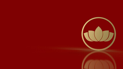 The luxury  gold lotus on red background  3d rendering.