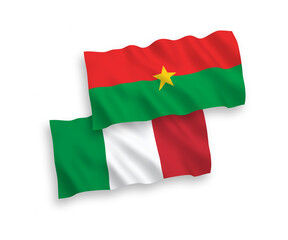 Flags of Italy and Burkina Faso on a white background