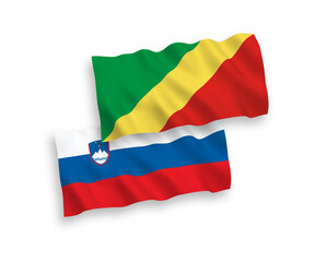 Flags of Slovenia and Republic of the Congo on a white background