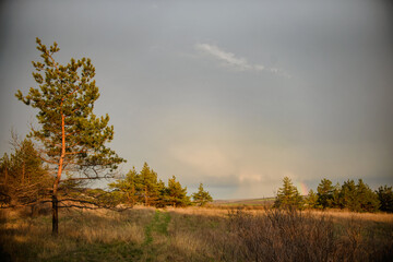 Obraz na płótnie Canvas sunset landscape and rainbow