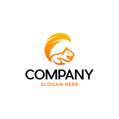 Animal Squirrel Orange Color Logo Design 