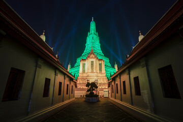 Global Greening Programme 2021 In celebration of the National Day of Ireland, Wat Arun Temple, on the Chao Phraya River in Bangkok, Thailand.