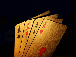 Casino games. Golden Poker Blackjack playing cards