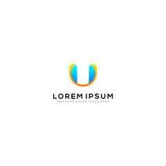 Colorful gradient style u letter logo illustration