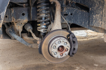 hydraulic brake of the car close-up