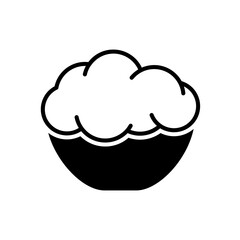 Yeast dough silhouette icon. Black simple illustration of raw risen dough in bowl for baking. Isolated vector pictogram on white background