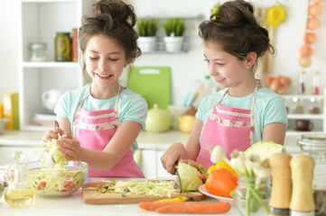 Cute girls preparing