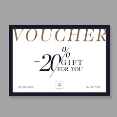 White and black gift voucher certificate coupon template. can be use for business shopping card, customer sale and promotion, layout, banner, web design. vector illustration