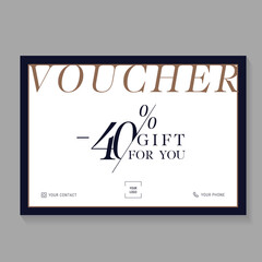 White and black gift voucher certificate coupon template. can be use for business shopping card, customer sale and promotion, layout, banner, web design. vector illustration
