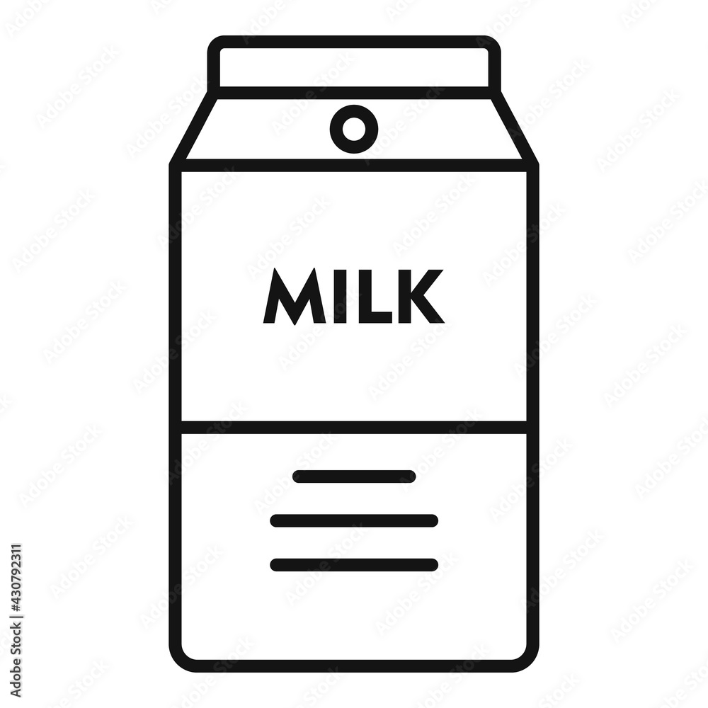 Sticker milk package icon, outline style