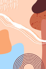 Abstract trendy style shapes and lines composition, contemporary texture background for social media, stories template, decoration, postcard, package or cover design. Vector illustration.