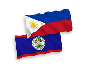 Flags of Belize and Philippines on a white background