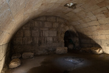 The underground  water storage tanks under the Roman Baths in the ruins of the Maresha city, at Beit Guvrin, near Kiryat Gat, in Israel