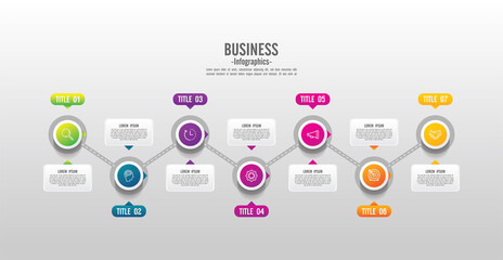Fototapeta na wymiar Presentation business infographic template circle colorful with 7 step