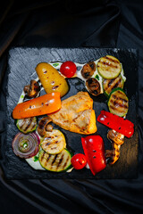 grilled vegetables with chicken breast