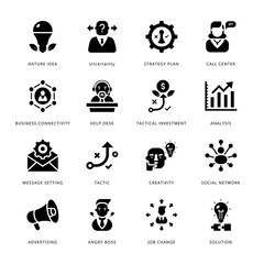 Smart Business Glyph Icons - Solid, Vectors