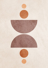 Organic geometric abstract art, texture, earth tones, circles, geometric shapes, beige, brown, yello