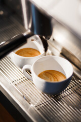 the coffee machine makes cappuccino