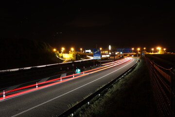 Fototapeta na wymiar Highway Estavayer-le-Lac by night
