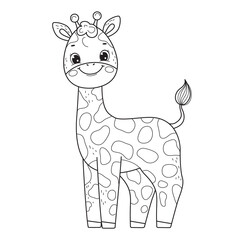 Giraffe for coloring book.Line art design for kids coloring page.Isolated on white background.