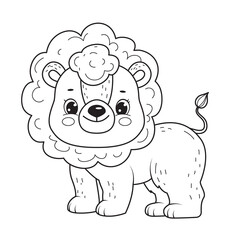 Cute smile lion kid for coloring book.Line art design for kids coloring page.Isolated on white background.